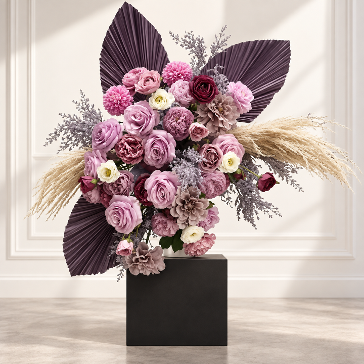 Amethyst Palm floral centerpiece rental