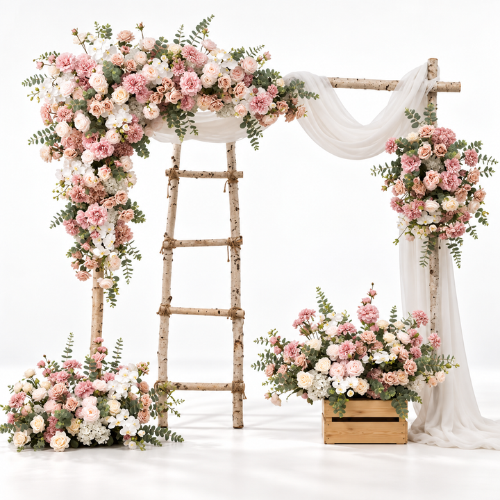 Blush Garden Reverie floral arch rental set