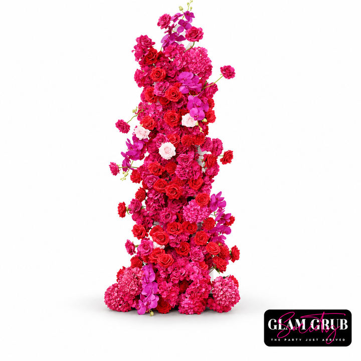Fuchsia Flame Floral Crescent rental by Glam Grub Society
