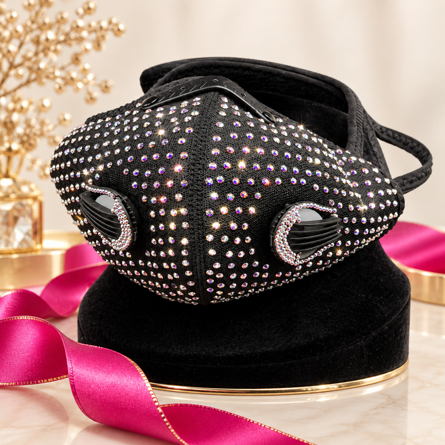 Midnight crystal couture face mask