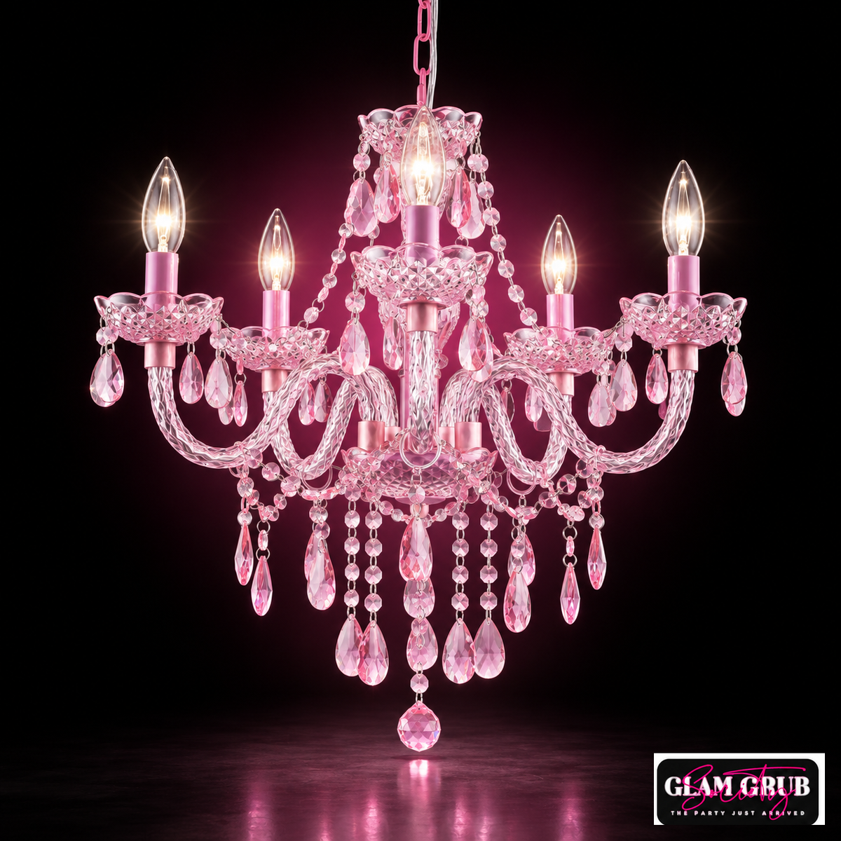 The Pink Crystal Crown Chandelier